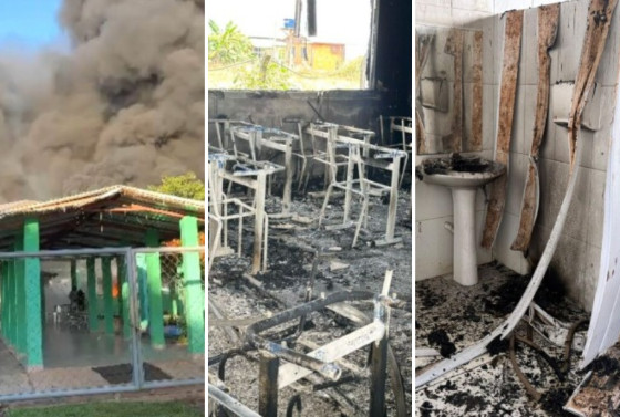 Incêndio destruiu toda a estrutura da unidade de ensino.