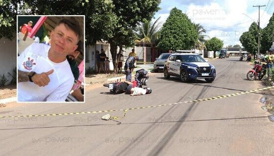 Segundo testemunhas, a vítima conduzia a motocicleta pela rua e, na garupa, estavam uma mulher e uma criança.