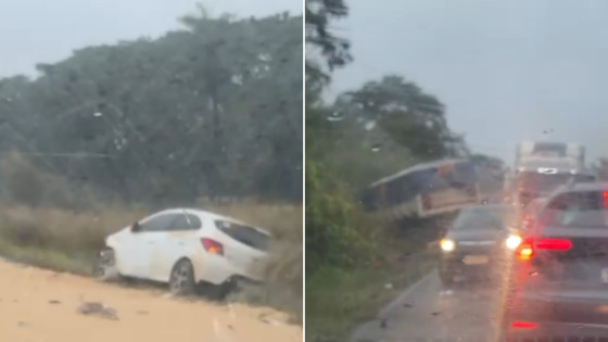 A rodovia está completamente interditada nos dois sentidos.