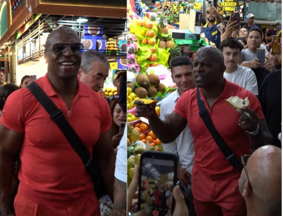 Simpático, o astro de 56 anos ainda deu um show de simpatia em uma das lojas e cantou "A Thousand Miles"