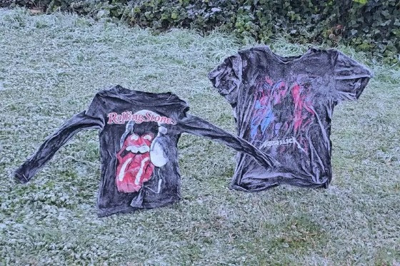 Camisetas congelaram após ficarem do lado de fora de casa em São Joaquim (SC)