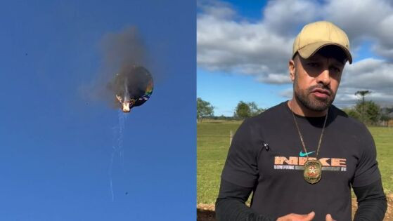 Segundo o policial Tiago Luiz Lemos, o piloto afirmou ter tentado descer o balão