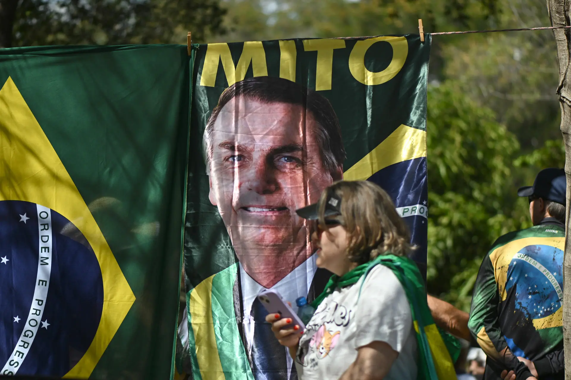 Protesto a favor de Bolsonaro em Brasília, em 20/07/25