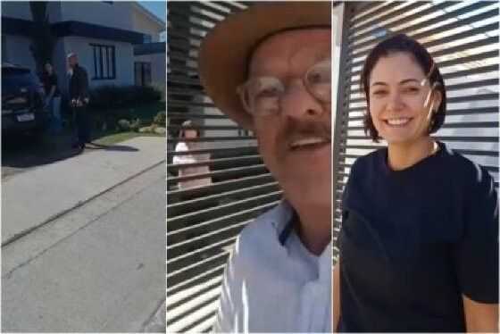 Ao chegar no local, Cacalo encontrou a ex-primeira-dama Michelle Bolsonaro 