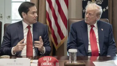 Secretário de Estado, Marco Rubio, e presidente Donald Trump