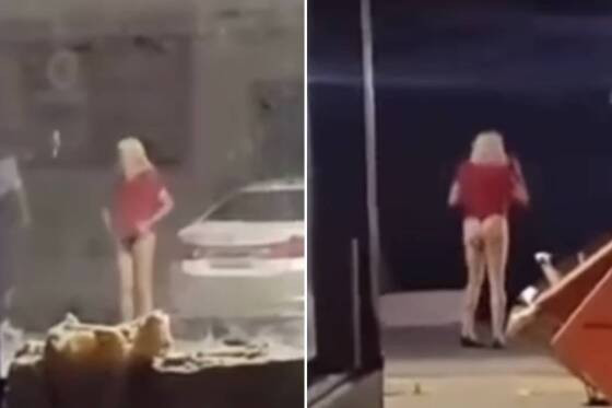 Pastor usa calcinha modelo fio-dental preta e blusa vermelha 