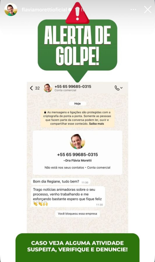 FLÁVIA MORETTI - ALVO DO GOLPE DO FALSO ADVOGADO