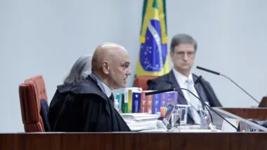 Alexandre de Moraes, ministro do Supremo Tribunal Federal, durante julgamento do núcleo 4.