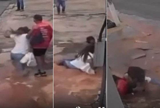 O repórter estava no local gravando uma matéria sobre vazamento de água