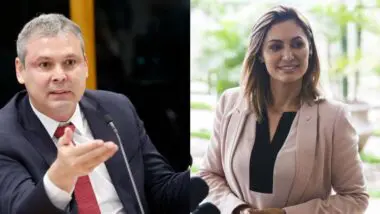 deputado Federal Lindbergh Farias (PT-RJ) e ex-primeira-dama Michelle Bolsonaro.