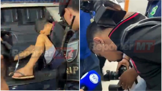 Ele foi conduzido em uma viatura da Polícia Rodoviária Federal (PRF), após ser preso em um posto de fiscalização na BR-070