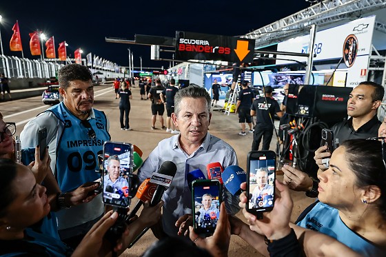 O governador Mauro Mendes (União), durante entrevista no Parque Novo Mato Grosso nesta semana