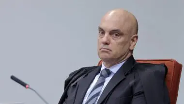 Ministro Alexandre de Moraes, em julgamento do núcleo 3, na Primeira Turma do STF.