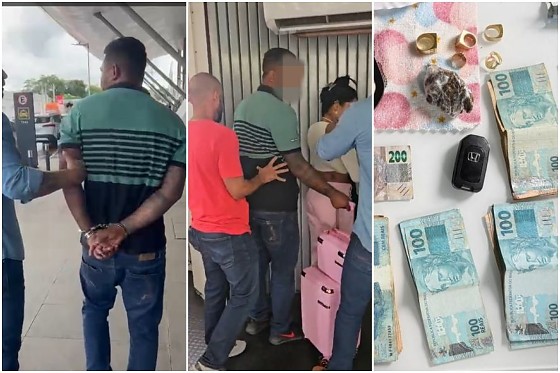 Momento em que o casal é abordado e detido no Aeroporto Marechal Rondon