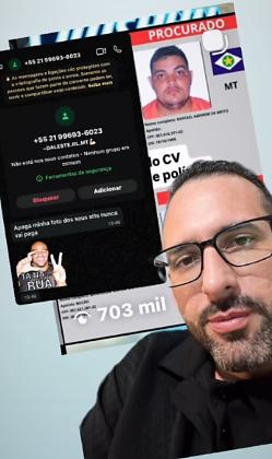 Em tom de deboche, o faccionado ironizou a publicação e afirmou que nunca seria capturado