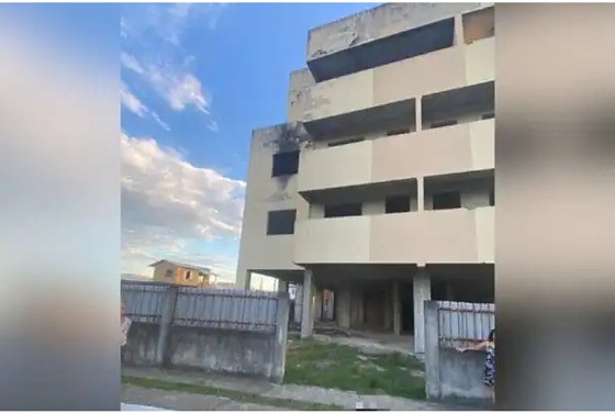 Cão foi atiradO do alto de um prédio abandonado.