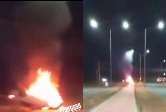 BMW pegou fogo na noite desse sábado (14), em Cuiabá