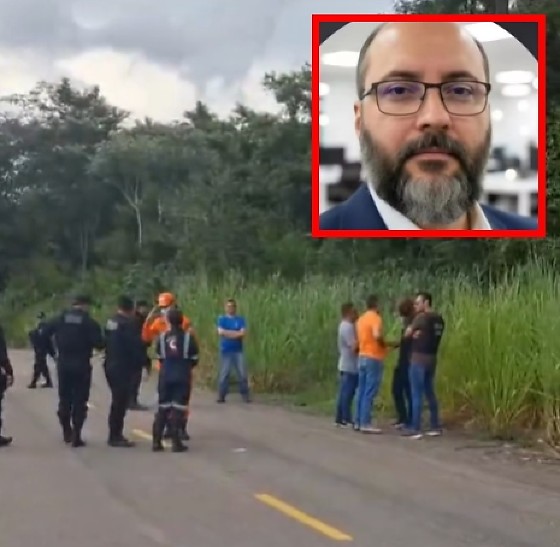 Paulo Freitas ( no detalhe) e o carro dele, que foi encontrado em uma área de mata em Rondonópolis