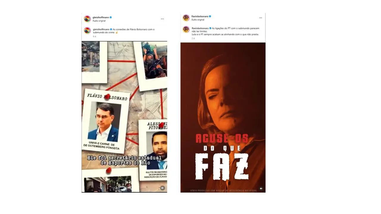 Vídeos trocam acusações de envolvimento entre política e crime. Gleisi levou caso à Justiça. 