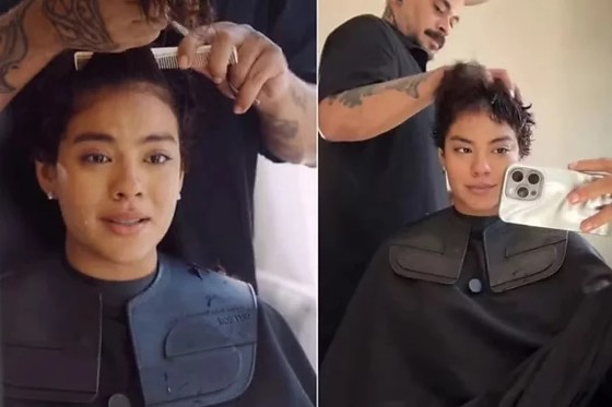 Bella Campos corta o cabelo curtinho e desabafa sobre pressão estética.