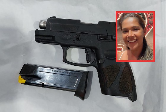 Jadia Indara Gonçalves Dias, de 42 anos, morreu vítima de um disparo acidental de uma pistola Taurus calibre 9 mm.