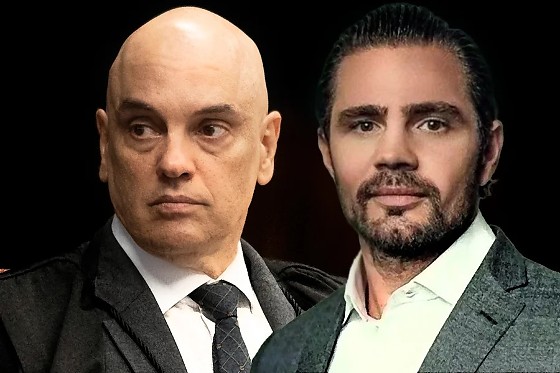 Daniel Vorcaro (à esq.) afirmou que fechou contrato com escritório de esposa de Alexandre de Moraes (à dir.).