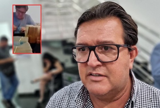 Carlos Alberto de Araújo, marido da prefeita Flávia Moretti e influente conselheiro do Paço Couto Magalhães, realiza a contagem de vultosa quantia em dinheiro vivo.