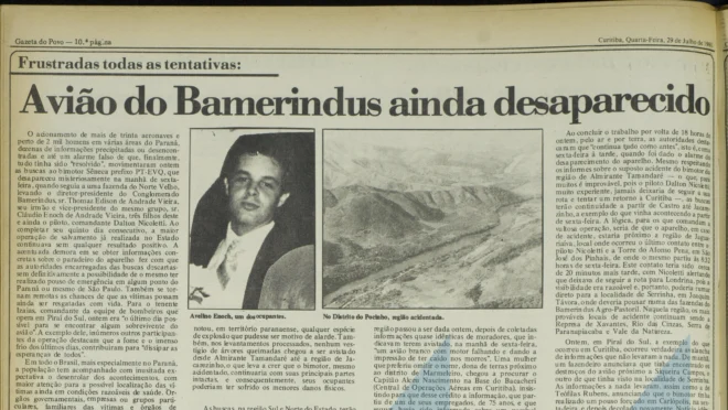Reportagem publicada na edição de 29 de junho de 1981 na Gazeta do Povo: buscas seguiam em andamento até o dia anterior