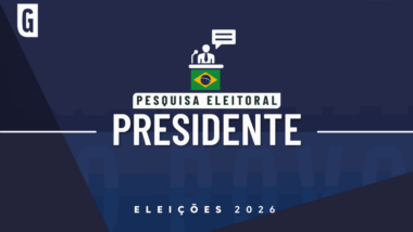 Ilustração feita pela Gazeta do Povo sobre pesquisa eleitoral nas Eleições 2026, com bandeira do Brasil e a palavra Presidente.